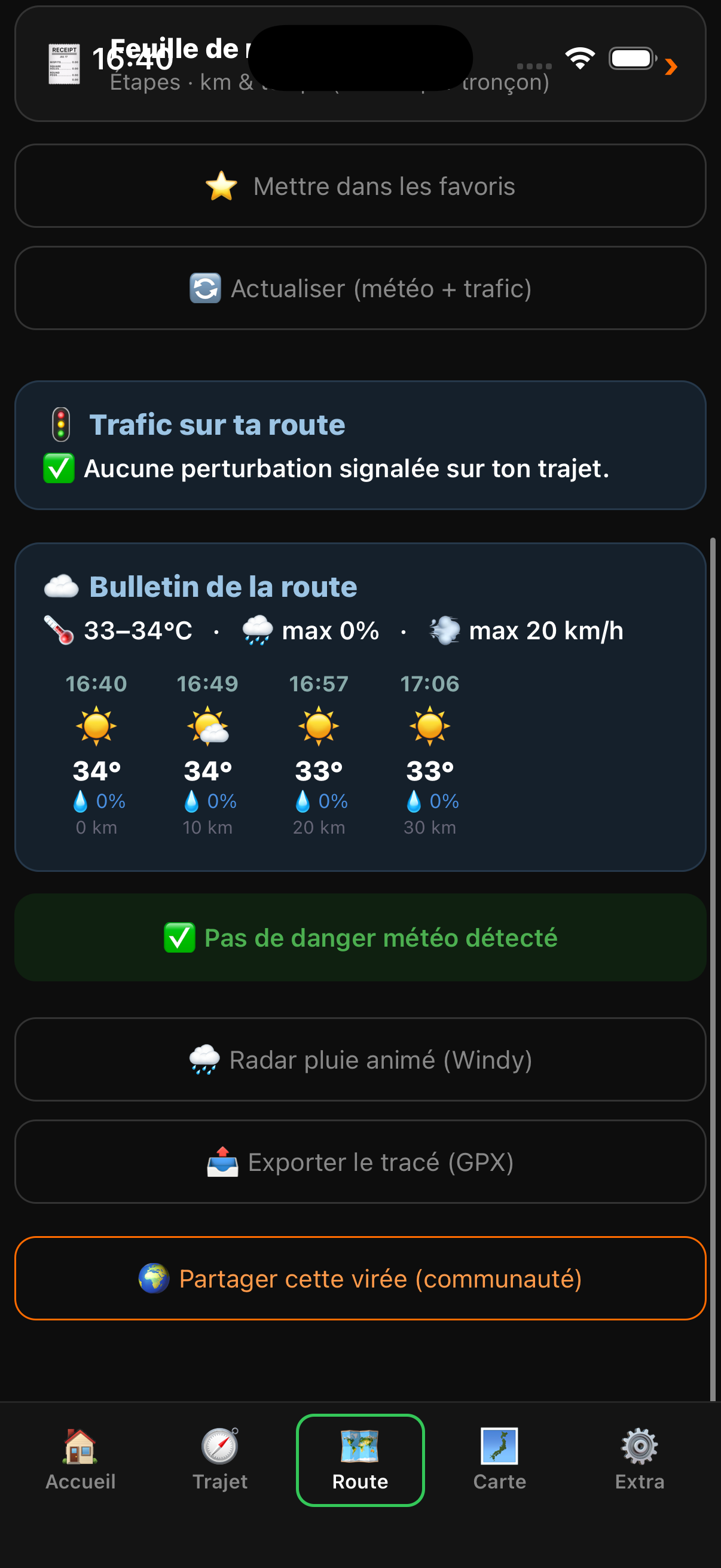 Surveillance météo MotoRideDry